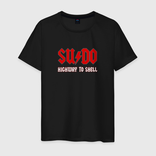 Мужская футболка хлопок с принтом Sudo Highway to shell, вид спереди #2