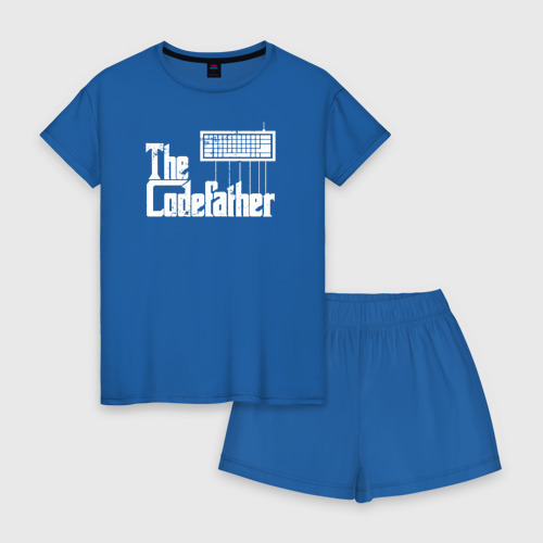 Женская пижама с шортиками хлопок с принтом The Codefather Кодный отец, вид спереди #2