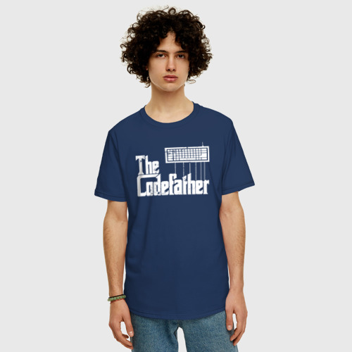 Мужская футболка хлопок Oversize с принтом The Codefather Кодный отец, фото на моделе #1