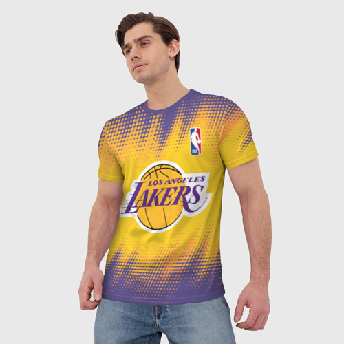 Мужская футболка 3D с принтом Los Angeles Lakers, фото на моделе #1