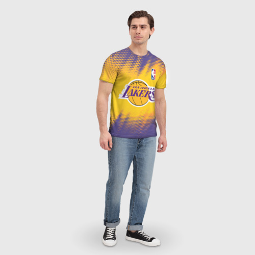 Мужская футболка 3D с принтом Los Angeles Lakers, вид сбоку #3