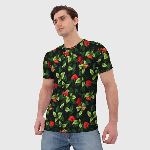 Мужская футболка 3D с принтом Цветочный сад, фото на моделе #1