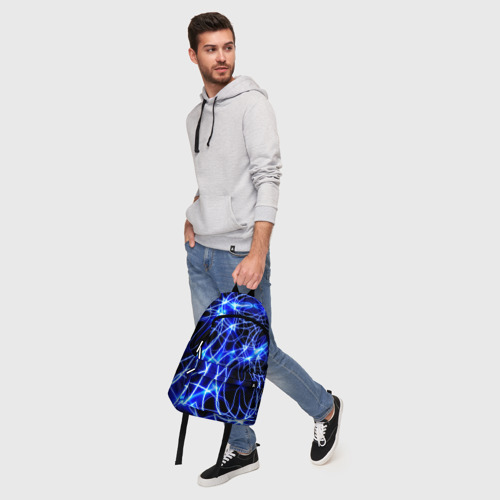 Рюкзак 3D с принтом Абстракция синее свечение, фото #5