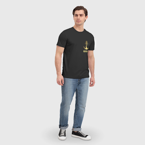 Мужская 3D футболка с принтом ВМФ(С праздником), вид сбоку #3