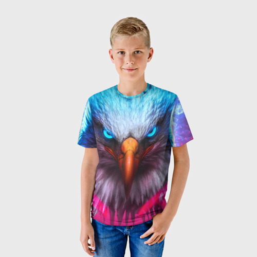 Детская футболка 3D с принтом Взгляд орла Eagle gaze, фото на моделе #1