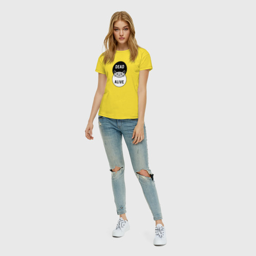 Женская футболка хлопок с принтом Shredinger cat, вид сбоку #3