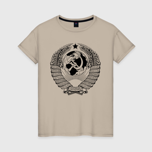 Женская футболка хлопок с принтом СССР двусторонняя, вид спереди #2