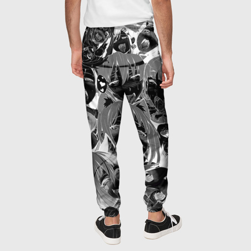 Мужские брюки 3D с принтом Ахегао паттерн черный, вид сзади #2