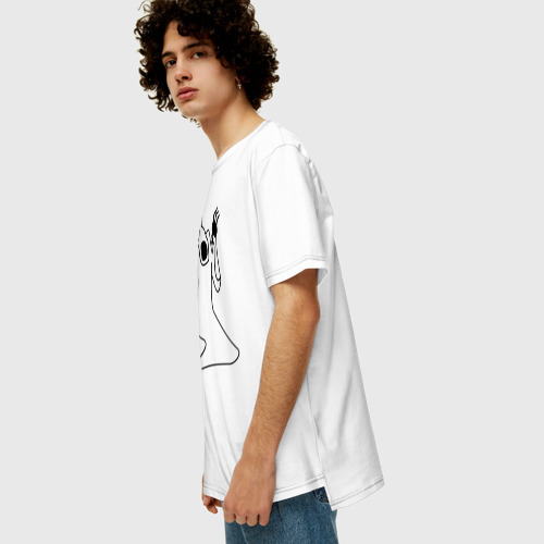 Мужская футболка хлопок Oversize с принтом Haunted Family White / Kizaru, вид сбоку #3