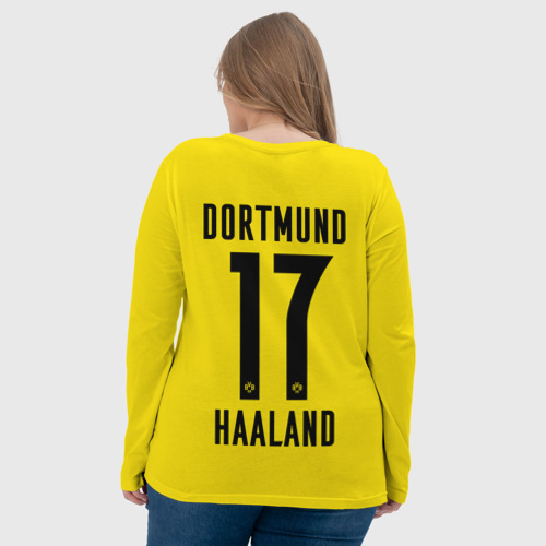 Женский лонгслив 3D с принтом HAALAND Borussia Dortmund, вид сзади #2