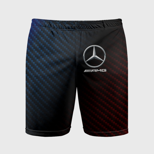 Мужские шорты спортивные с принтом Mercedes Мерседес, вид спереди #2