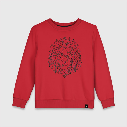 Детский свитшот хлопок с принтом Геометрический Лев, вид спереди #2