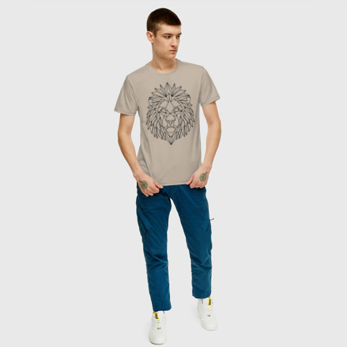 Мужская футболка с принтом Геометрический Лев, вид сбоку #3