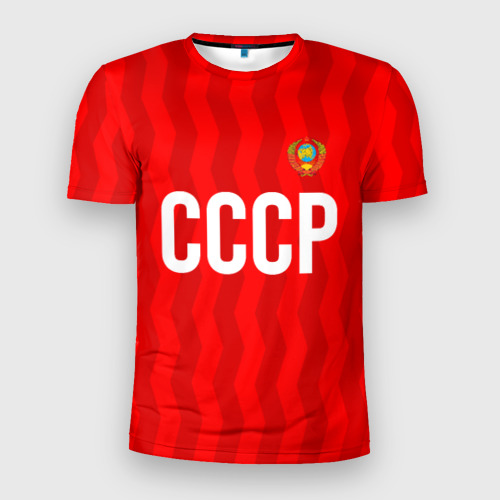 Мужская футболка 3D Slim с принтом Форма сборной СССР, вид спереди #2