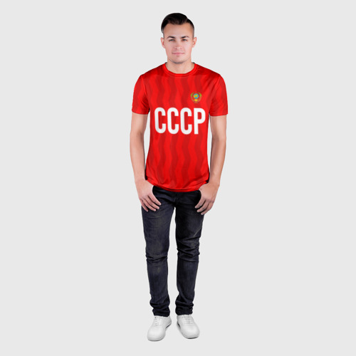 Мужская футболка 3D Slim с принтом Форма сборной СССР, вид сбоку #3