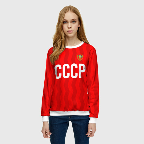 Женский свитшот 3D с принтом Форма сборной СССР, фото на моделе #1
