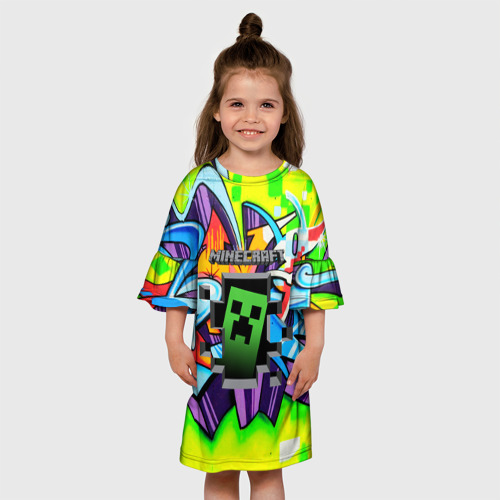 Детское платье 3D с принтом Minecraft, вид сбоку #3