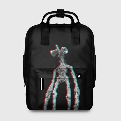 Женский рюкзак 3D с принтом Siren Head Glitch, вид спереди #2