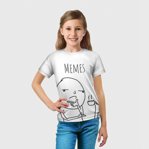 Детская футболка 3D с принтом Memes, вид сбоку #3