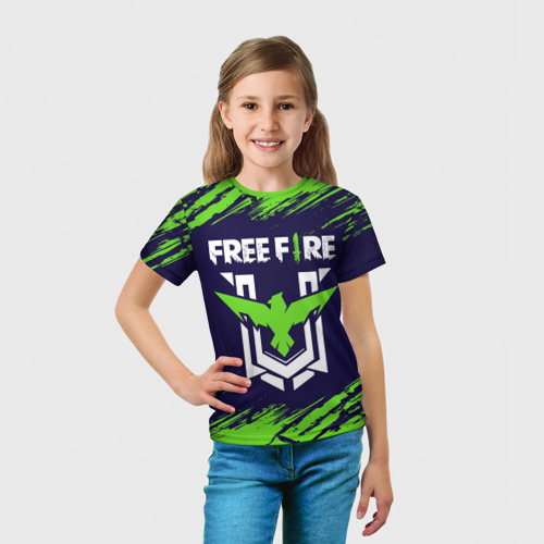 Детская футболка 3D с принтом Free fire Фри фаер, вид сбоку #3