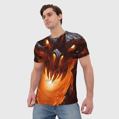 Мужская футболка 3D с принтом Дракон Лавы, фото на моделе #1