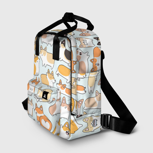 Женский рюкзак 3D с принтом Стая корги, фото на моделе #1