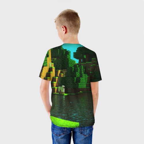 Детская 3D футболка с принтом MINECRAFT / МАЙНКРАФТ КРИПЕР, вид сзади #2