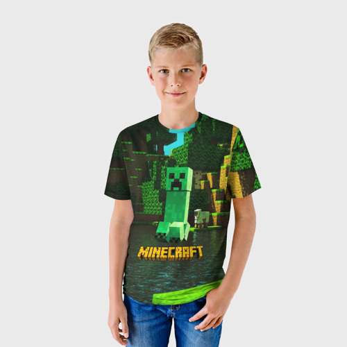 Детская 3D футболка с принтом MINECRAFT / МАЙНКРАФТ КРИПЕР, фото на моделе #1