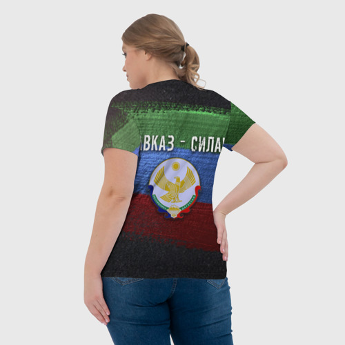 Женская футболка 3D с принтом Дагестан - Кавказ Сила, вид сзади #2
