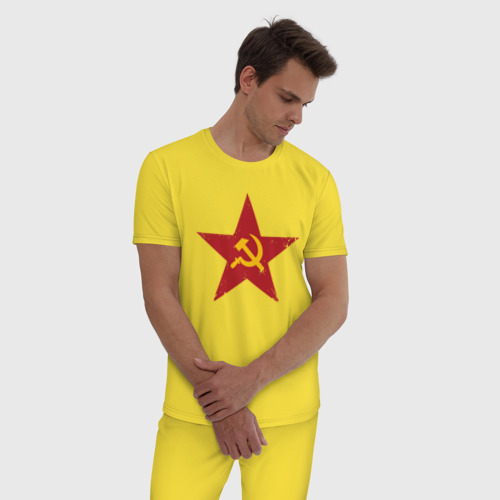 Мужская пижама хлопок с принтом Звезда СССР, фото на моделе #1