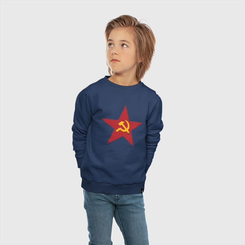 Детский свитшот хлопок с принтом Звезда СССР, вид сбоку #3