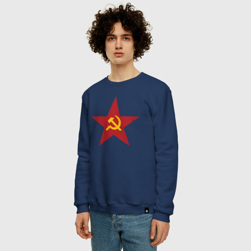 Мужской свитшот хлопок с принтом Звезда СССР, фото на моделе #1