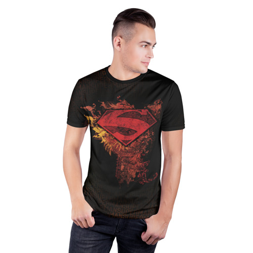 Мужская футболка 3D спортивная с принтом Superman, фото на моделе #1
