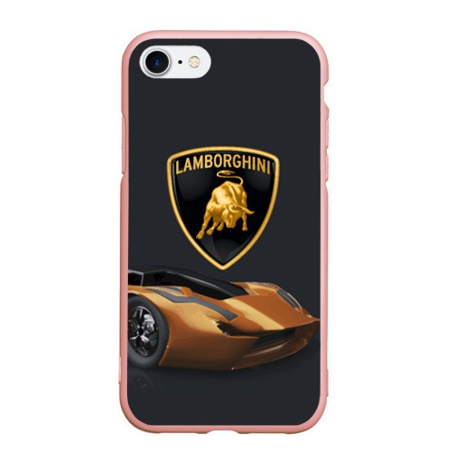 Чехол для iPhone 7/8 матовый с принтом Lamborghini, вид спереди #2