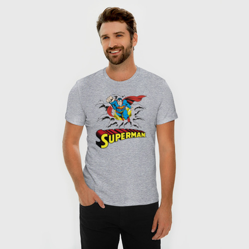 Мужская футболка премиум с принтом Superman, фото на моделе #1