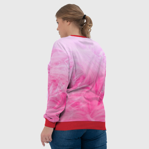 Женский свитшот 3D с принтом Розовый кот, вид сзади #2