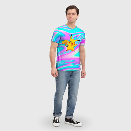 Мужская футболка 3D с принтом Пикачу, вид сбоку #3