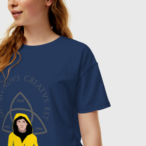 Женская футболка хлопок Oversize с принтом Тьма Sic Mundus Creatus Est, фото на моделе #1