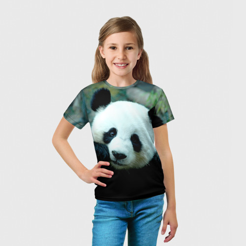 Детская футболка 3D с принтом Панда, вид сбоку #3