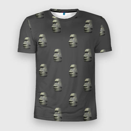 Мужская футболка 3D Slim с принтом Голова с острова Пасхи, вид спереди #2