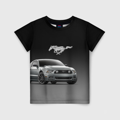 Детская футболка 3D с принтом Mustang, вид спереди #2