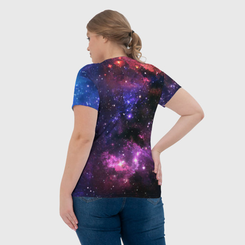 Женская футболка 3D с принтом Космическое небо, вид сзади #2