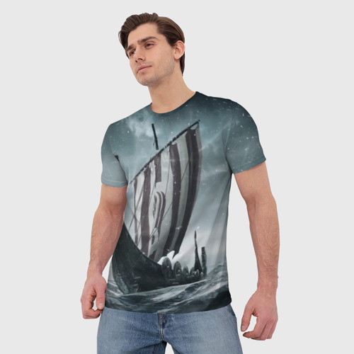 Мужская футболка 3D с принтом Викинги, фото на моделе #1