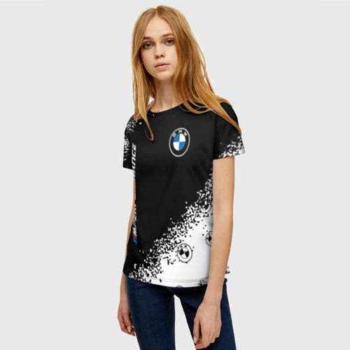 Женская футболка 3D с принтом BMW / БМВ, фото на моделе #1