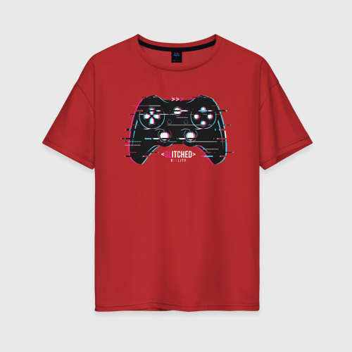 Женская футболка хлопок Oversize с принтом Glitch gamepad, вид спереди #2