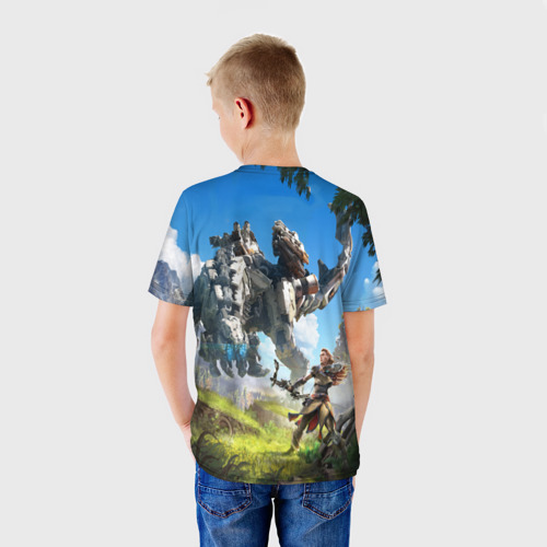 Детская футболка 3D с принтом Horizon Zero Dawn, вид сзади #2