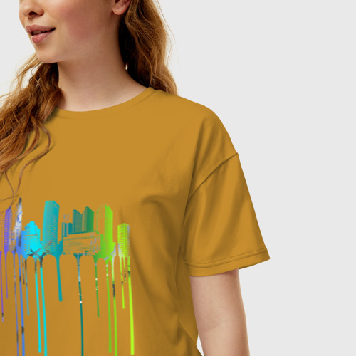 Женская футболка хлопок Oversize с принтом Город граффити, фото на моделе #1