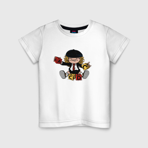 Детская футболка хлопок с принтом AC DC Ангус Янг, вид спереди #2