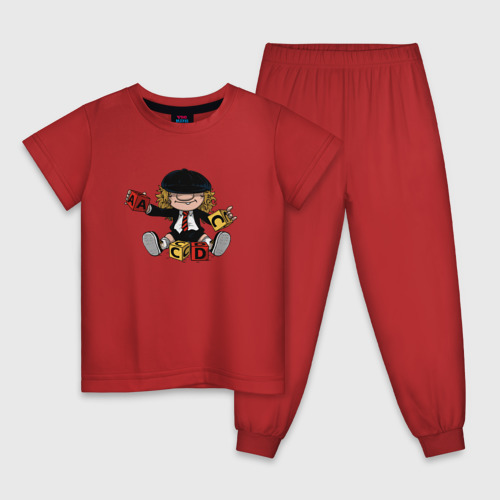 Детская пижама хлопок с принтом AC DC Ангус Янг, вид спереди #2