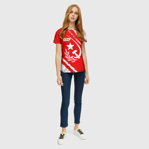 Женская футболка 3D с принтом СССР, вид сбоку #3